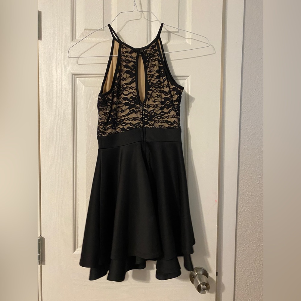 Black and nude formal short dress